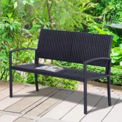 Outsunny Polyrotan Tuinbank 2-zits Parkbank Bank Staal Zwart 867-022 -Tuinmeubelen Winkel 1200x1200 206