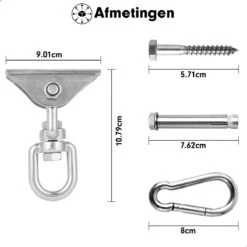 Luxe Ophangsysteem - 180° Schommelen, 360° Roteerbaar - Plafondhaak - Ophanghaak - Hangstoel Buiten - Hangstoel Binnen – Schommelstoel - Schommel - Bokszakken - RVS - Nederlandse Handleiding - -Tuinmeubelen Winkel 1200x1200 229