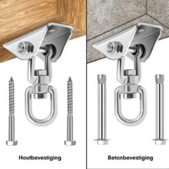 Luxe Ophangsysteem - 180° Schommelen, 360° Roteerbaar - Plafondhaak - Ophanghaak - Hangstoel Buiten - Hangstoel Binnen – Schommelstoel - Schommel - Bokszakken - RVS - Nederlandse Handleiding - -Tuinmeubelen Winkel 1200x1200 230