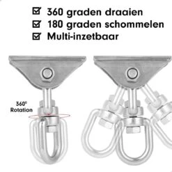 Luxe Ophangsysteem - 180° Schommelen, 360° Roteerbaar - Plafondhaak - Ophanghaak - Hangstoel Buiten - Hangstoel Binnen – Schommelstoel - Schommel - Bokszakken - RVS - Nederlandse Handleiding - -Tuinmeubelen Winkel 1200x1200 231