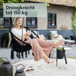 Vita5 Macramé Hangstoel - Voor Binnen En Buiten - Zonder Standaard - Incl. Kussen, Boekenvak En Beschermhoes - Tot 150kg - Zwart 18 Vita5 Macramé Hangstoel - Voor Binnen En Buiten - Zonder Standaard - Incl. Kussen, Boekenvak En Beschermhoes - Tot 150kg - Zwart -Tuinmeubelen Winkel 1200x1200 251