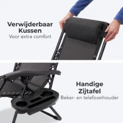 LifeGoods Opvouwbare Tuinstoelen - Verstelbaar Zonnescherm - 2 Stuks - 30°-90° Verstelbaar - Metaal - Zwart -Tuinmeubelen Winkel 1200x1200 271