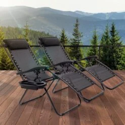 LifeGoods Opvouwbare Tuinstoelen - Verstelbaar Zonnescherm - 2 Stuks - 30°-90° Verstelbaar - Metaal - Zwart -Tuinmeubelen Winkel 1200x1200 274