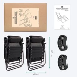 LifeGoods Opvouwbare Tuinstoelen - Verstelbaar Zonnescherm - 2 Stuks - 30°-90° Verstelbaar - Metaal - Zwart -Tuinmeubelen Winkel 1200x1200 277