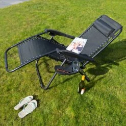 Luxe Ligstoel Met Hoofdsteun & Voetsteun - Verstelbare Rugleuning - Zonnebed Relaxstoel Voor Tuin/Terras/Strand/Balkon/Zwembad/Camping - Inklapbaar - Weerbestendig - Zwart -Tuinmeubelen Winkel 1200x1200 285