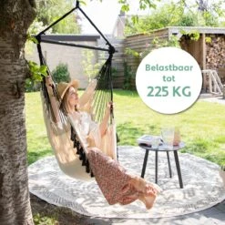 Vita5 XXL Hangstoel | Binnen&Buiten Hangnest | Incl. 2 Kussens En Boekenvak | Volwassenen&Kinderen | Hangmatstoel Tot 225kg | Beige -Tuinmeubelen Winkel 1200x1200 292