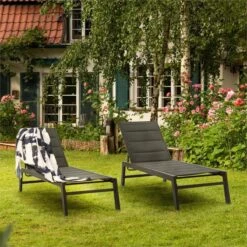 Blumfeldt Renazzo Lounge Ligstoel - Ligbed Voor De Tuin - Aluminium Tuinstoel - 6 Standen - Waterafstotend - Bekleding Van 70 % Pvc En 30 % Polyetheen - Zwart -Tuinmeubelen Winkel 1200x1200 296