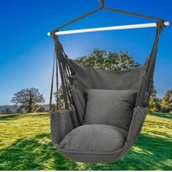 Hangmat Stoel - Hangstoel Voor Binnen Of Buiten - Incl. 2 Kussens - Zwart/Grijs Antraciet -Tuinmeubelen Winkel 1200x1200 300