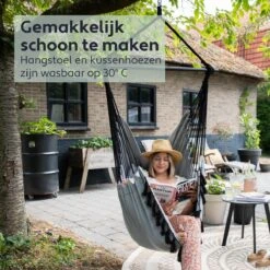 Vita5 XXL Hangstoel | Binnen&Buiten Hangnest | Incl. 2 Kussens En Boekenvak | Volwassenen&Kinderen | Hangmatstoel Tot 225kg | Grijs -Tuinmeubelen Winkel 1200x1200 306