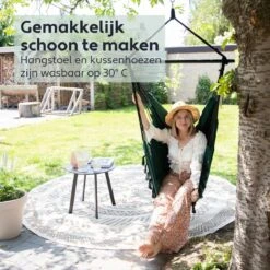 Vita5 XXL Hangstoel | Binnen&Buiten Hangnest | Incl. 2 Kussens En Boekenvak | Volwassenen&Kinderen | Hangmatstoel Tot 225kg | Donkergroen -Tuinmeubelen Winkel 1200x1200 319