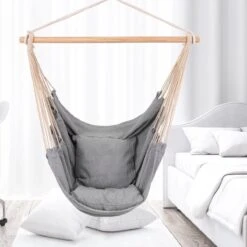 RENALUX Hangstoel Buiten En Binnen - Hangstoel Voor Binnen - Hangstoel Zonder Standaard - Hangstoel Cocoon - Gratis 2 Zachte Kussens - 150 KG - Grijs -Tuinmeubelen Winkel 1200x1200 324
