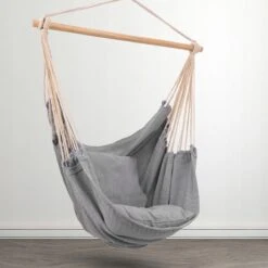 RENALUX Hangstoel Buiten En Binnen - Hangstoel Voor Binnen - Hangstoel Zonder Standaard - Hangstoel Cocoon - Gratis 2 Zachte Kussens - 150 KG - Grijs -Tuinmeubelen Winkel 1200x1200 326