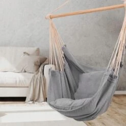 RENALUX Hangstoel Buiten En Binnen - Hangstoel Voor Binnen - Hangstoel Zonder Standaard - Hangstoel Cocoon - Gratis 2 Zachte Kussens - 150 KG - Grijs -Tuinmeubelen Winkel 1200x1200 327