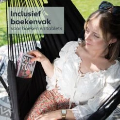 Vita5 XXL Hangstoel - Binnen&Buiten Hangnest - Incl. 2 Kussens En Boekenvak - Volwassenen&Kinderen - Hangmatstoel Tot 225kg - Zwart -Tuinmeubelen Winkel 1200x1200 355