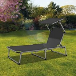 Sens Design Zonnebed - Ligbed Inklapbaar Met Zonneklep - Grijs -Tuinmeubelen Winkel 1200x1200 361