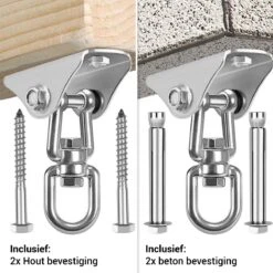 Ophangsysteem - Plafondhaak RVS - Ophanghaak TRX - Hangstoel Buiten - Hangstoel Binnen – Schommelstoel - Schommel - Bokszakken - RVS - 300kg -Tuinmeubelen Winkel 1200x1200 366