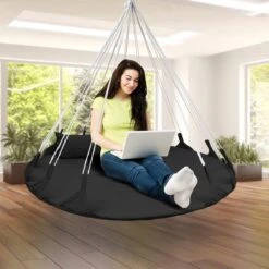 Hangnest Voor Binnen & Buiten. Met Groot En Dik Kussen Voor Volwassenen & Kinderen. Belastbaar Tot 125 Kg. VITA5 (Zwart) -Tuinmeubelen Winkel 1200x1200 372