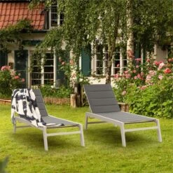 Blumfeldt Renazzo Lounge Ligstoel - Ligbed Voor De Tuin - Aluminium Tuinstoel - 6 Standen - Waterafstotend - Bekleding Van 70 % Pvc En 30 % Polyetheen - Grijs -Tuinmeubelen Winkel 1200x1200 381