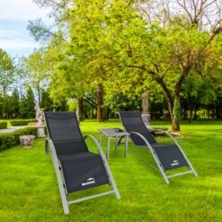 MaxxGarden Ligbed Set - 2 Stuks Zwart - Met Tafel - Sun Loungers - Loungebed -Tuinmeubelen Winkel 1200x1200 385