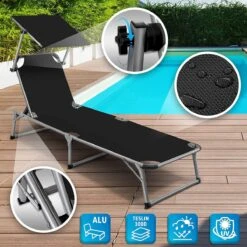 Sens Design Zonnebed - Ligbed Inklapbaar Met Zonneklep - Zwart -Tuinmeubelen Winkel 1200x1200 389