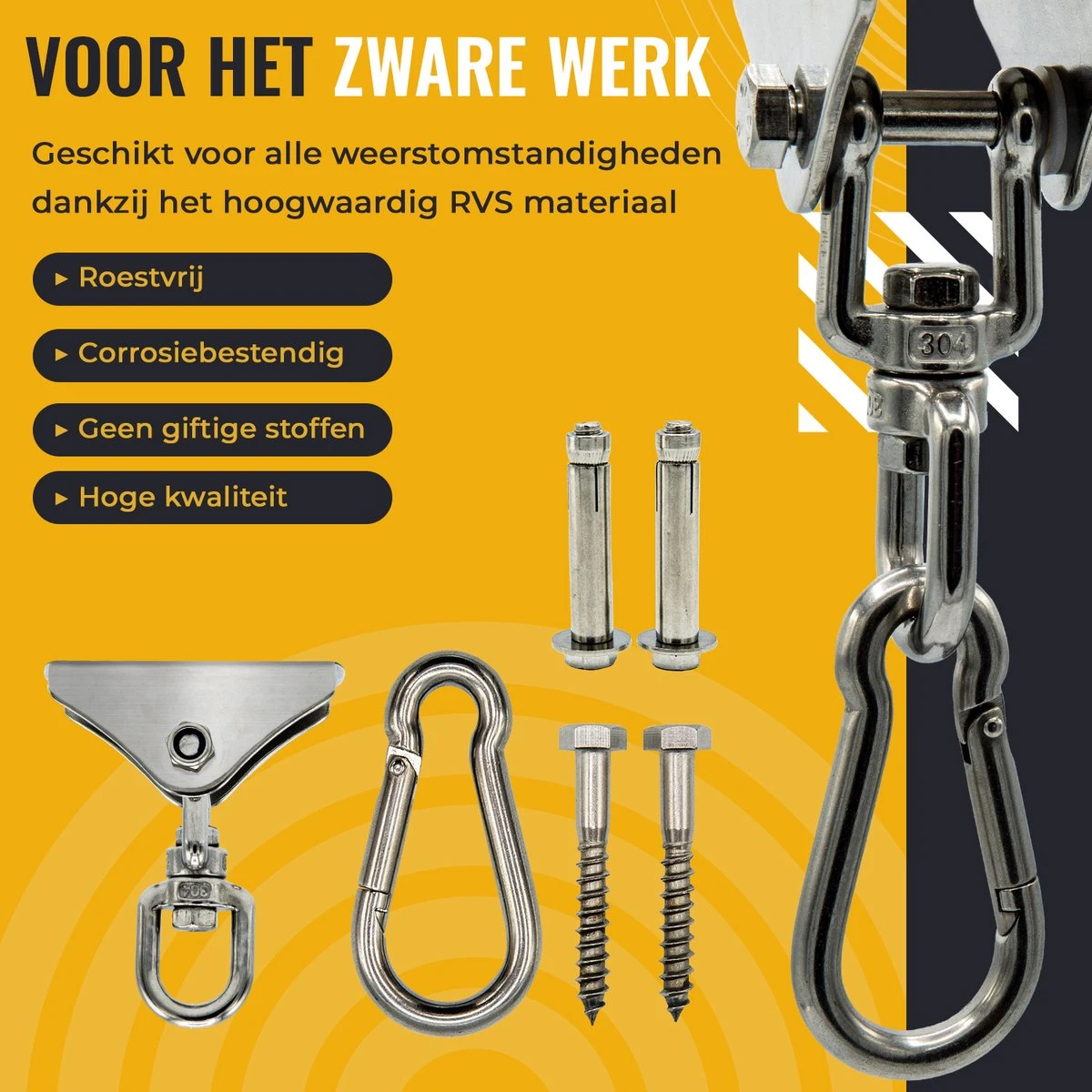 Itstrong® Plafondhaak Ophangsysteem Voor Binnen & Buiten – Ophanghaak Voor Bokszak – Schommel – Schommelstoel – Hangstoel - RVS 10 Itstrong® Plafondhaak Ophangsysteem Voor Binnen & Buiten – Ophanghaak Voor Bokszak – Schommel – Schommelstoel – Hangstoel - RVS - Afbeelding 8