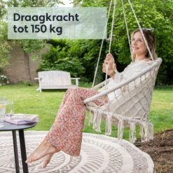 Vita5 Macramé Hangstoel - Voor Binnen En Buiten - Zonder Standaard - Incl. Kussen, Boekenvak En Beschermhoes - Tot 150kg - Beige 18 Vita5 Macramé Hangstoel - Voor Binnen En Buiten - Zonder Standaard - Incl. Kussen, Boekenvak En Beschermhoes - Tot 150kg - Beige -Tuinmeubelen Winkel 1200x1200 435