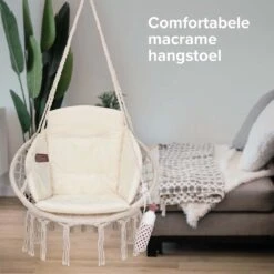 Vita5 Macramé Hangstoel - Voor Binnen En Buiten - Zonder Standaard - Incl. Kussen, Boekenvak En Beschermhoes - Tot 150kg - Beige 21 Vita5 Macramé Hangstoel - Voor Binnen En Buiten - Zonder Standaard - Incl. Kussen, Boekenvak En Beschermhoes - Tot 150kg - Beige -Tuinmeubelen Winkel 1200x1200 438