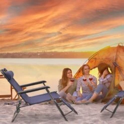 Relaxdays Ligstoel Inklapbaar - Ligbed Met Hoofdsteun - Strandstoel Verstelbaar - Camping - Donkerblauwe -Tuinmeubelen Winkel 1200x1200 493