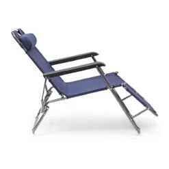 Relaxdays Ligstoel Inklapbaar - Ligbed Met Hoofdsteun - Strandstoel Verstelbaar - Camping - Donkerblauwe -Tuinmeubelen Winkel 1200x1200 497