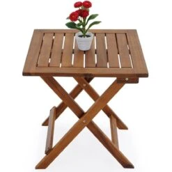 Merkloos EezyLife Houten Bijzettafel - 46x46x46cm - Acacia Hout - Tuintafel -Tuinmeubelen Winkel 1200x1200 537