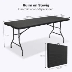 LifeGoods Klaptafel - Inklapbaar - 180 Cm - 6 Tot 8 Personen - Zwart -Tuinmeubelen Winkel 1200x1200 568