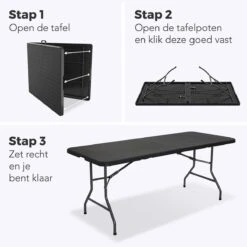 LifeGoods Klaptafel - Inklapbaar - 180 Cm - 6 Tot 8 Personen - Zwart -Tuinmeubelen Winkel 1200x1200 570