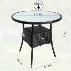 Casaria Polyrattan Bijzettafel 80cm Rond - 5mm Veiligheidsglas – Zwart 12 Casaria Polyrattan Bijzettafel 80cm Rond - 5mm Veiligheidsglas – Zwart -Tuinmeubelen Winkel 1200x1200 593