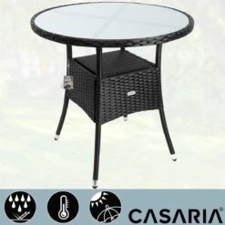 Casaria Polyrattan Bijzettafel 80cm Rond - 5mm Veiligheidsglas – Zwart 14 Casaria Polyrattan Bijzettafel 80cm Rond - 5mm Veiligheidsglas – Zwart -Tuinmeubelen Winkel 1200x1200 595