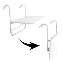 Luxe Inklapbare Balkontafel – 52 X 40 X 56cm – Wit – Hangend – Balkonbar – Balkontafels – Balkontafeltje – Hangtafel Balkon – Balcony Table – Voor Aan Het Balkon – Ophangbaar – Opklapbaar – Tafel – Inklapbaar – Buiten – Tafeltje – Klaptafel -Tuinmeubelen Winkel 1200x1200 608