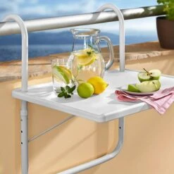 Luxe Inklapbare Balkontafel – 52 X 40 X 56cm – Wit – Hangend – Balkonbar – Balkontafels – Balkontafeltje – Hangtafel Balkon – Balcony Table – Voor Aan Het Balkon – Ophangbaar – Opklapbaar – Tafel – Inklapbaar – Buiten – Tafeltje – Klaptafel -Tuinmeubelen Winkel 1200x1200 609