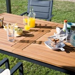 NATERIAL - Uitschuifbare Tuintafel ORIS - Uitschuifbare Tafel Voor 6 Tot 8 Personen - 180-240x100 Cm - Aluminium - Hout Eucalyptus -Tuinmeubelen Winkel 1200x1200 616