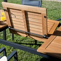 NATERIAL - Uitschuifbare Tuintafel ORIS - Uitschuifbare Tafel Voor 6 Tot 8 Personen - 180-240x100 Cm - Aluminium - Hout Eucalyptus -Tuinmeubelen Winkel 1200x1200 618