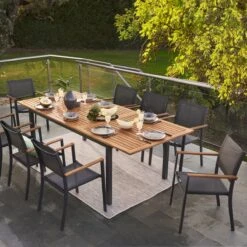 NATERIAL - Uitschuifbare Tuintafel ORIS - Uitschuifbare Tafel Voor 6 Tot 8 Personen - 180-240x100 Cm - Aluminium - Hout Eucalyptus -Tuinmeubelen Winkel 1200x1200 619
