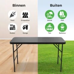 LifeGoods Klaptafel - Inklapbaar - 120 Cm - 4 Personen - Zwart -Tuinmeubelen Winkel 1200x1200 667