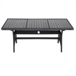 Casaria Polyrattan Tuintafel - WPC Tafelblad 190x90x74 Cm – Zwart -Tuinmeubelen Winkel 1200x1200 676