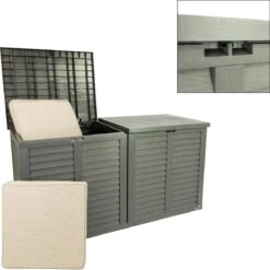 MaxxGarden Kussenbox - Tuin Opbergkist - Opbergbox - 750 L - 155x66x80 Cm - Grijs -Tuinmeubelen Winkel 1200x1200 693