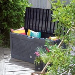 Opbergbox 310L UV-Bestendig Weerbestendig Wielen Tuinbox Rotan-look Antraciet -Tuinmeubelen Winkel 1200x1200 694