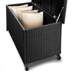 Casaria Wicker Opbergbox - Waterdicht 121,5cm Met Wielen - Grijs -Tuinmeubelen Winkel 1200x1200 736