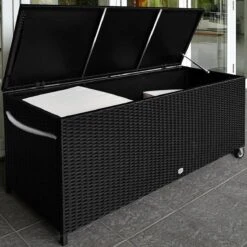 Casaria Wicker Opbergbox - Waterdicht 121,5cm Met Wielen - Grijs -Tuinmeubelen Winkel 1200x1200 737