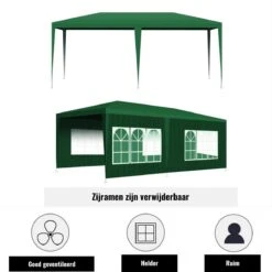 Merkloos Partytent - Paviljoen Opvouwbaar - Easy Up Tuintent Met Zijpanelen - Groen/ 6m X 3m/ 120g/m² -Tuinmeubelen Winkel 1200x1200 755