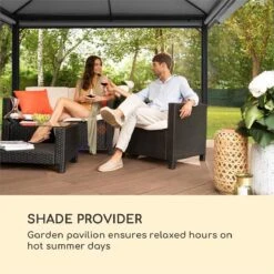 Blumfeldt Grandezza Cortina Tuinpaviljoen , 6 X6 Cm Stalen Frame Met Poedercoating , Overdekt Oppervlak Van 3 X 4 Meter , Polyester -Tuinmeubelen Winkel 1200x1200 760