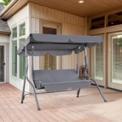 Merkloos Casaria Hollywood Schommel - Antraciet - Incl. Zonnekap -Tuinmeubelen Winkel 1200x1200 79