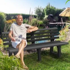 Casaria Tuinbank Orchidea – Kunststof/240kg Belastbaar – Antraciet -Tuinmeubelen Winkel 1200x1200 80