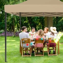 LifeGoods Partytent - 3x4.5 M - Zijwanden - Easy Up - Opvouwbaar - Waterdicht - Draagtas Met Wieltjes - Beige -Tuinmeubelen Winkel 1200x1200 823